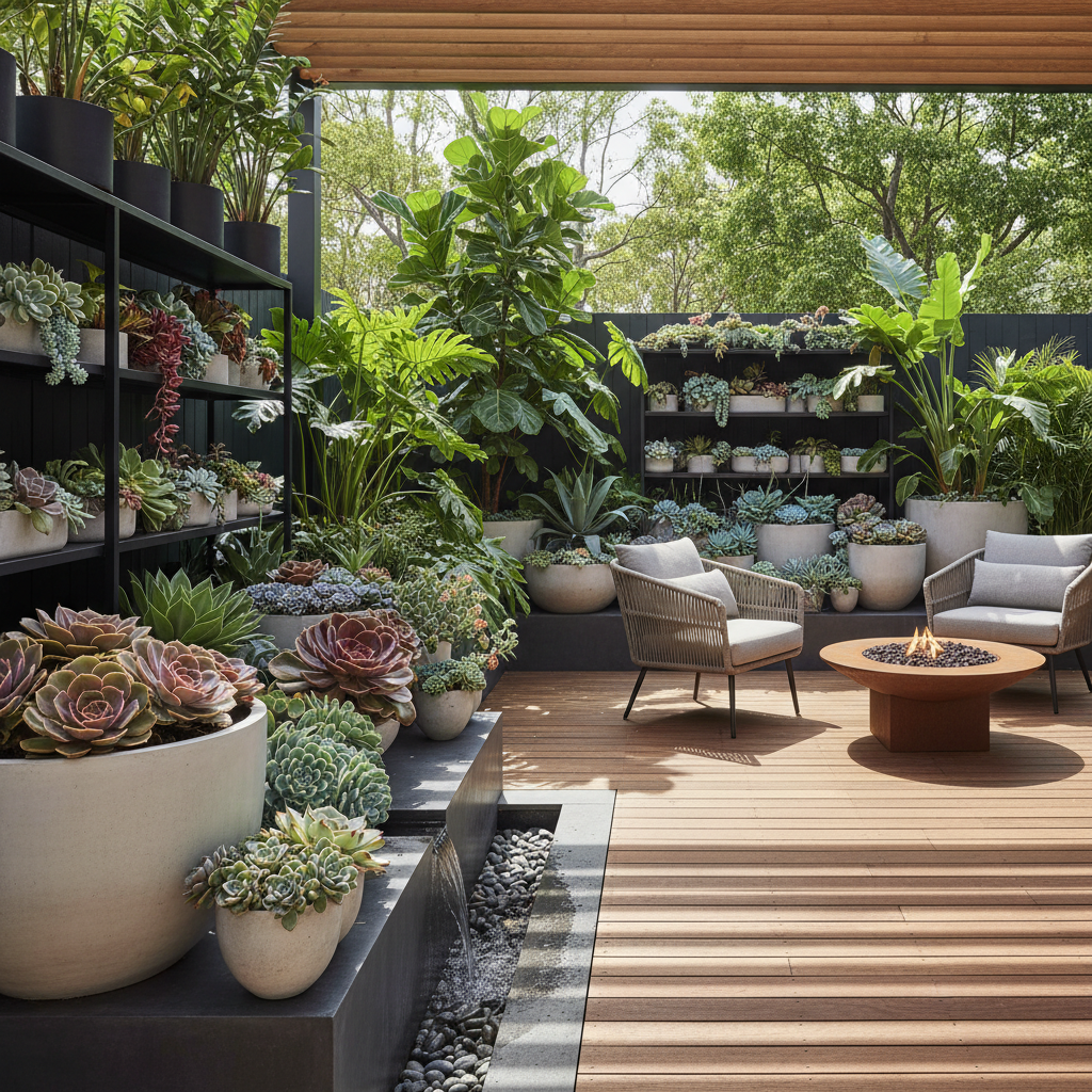Backyard garden with succulents