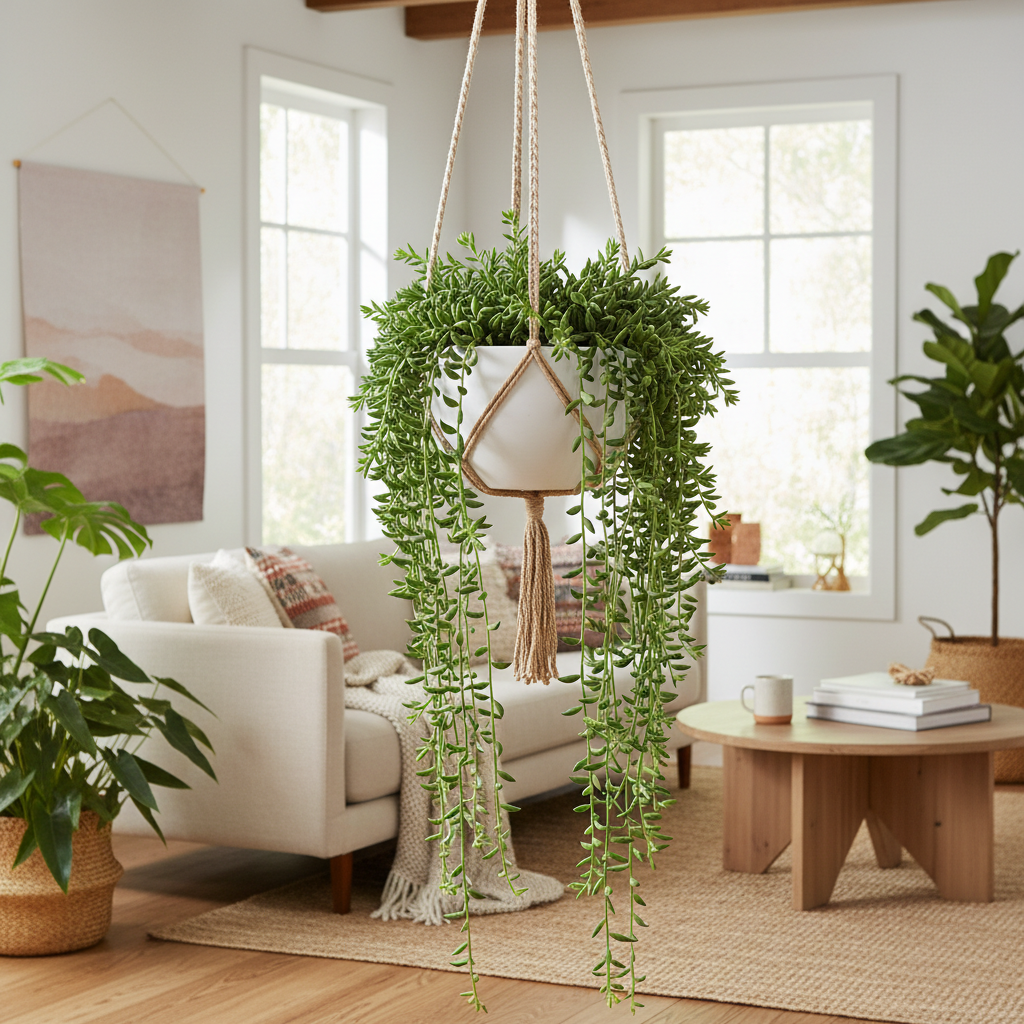 Burro's Tail in Hanging Planter