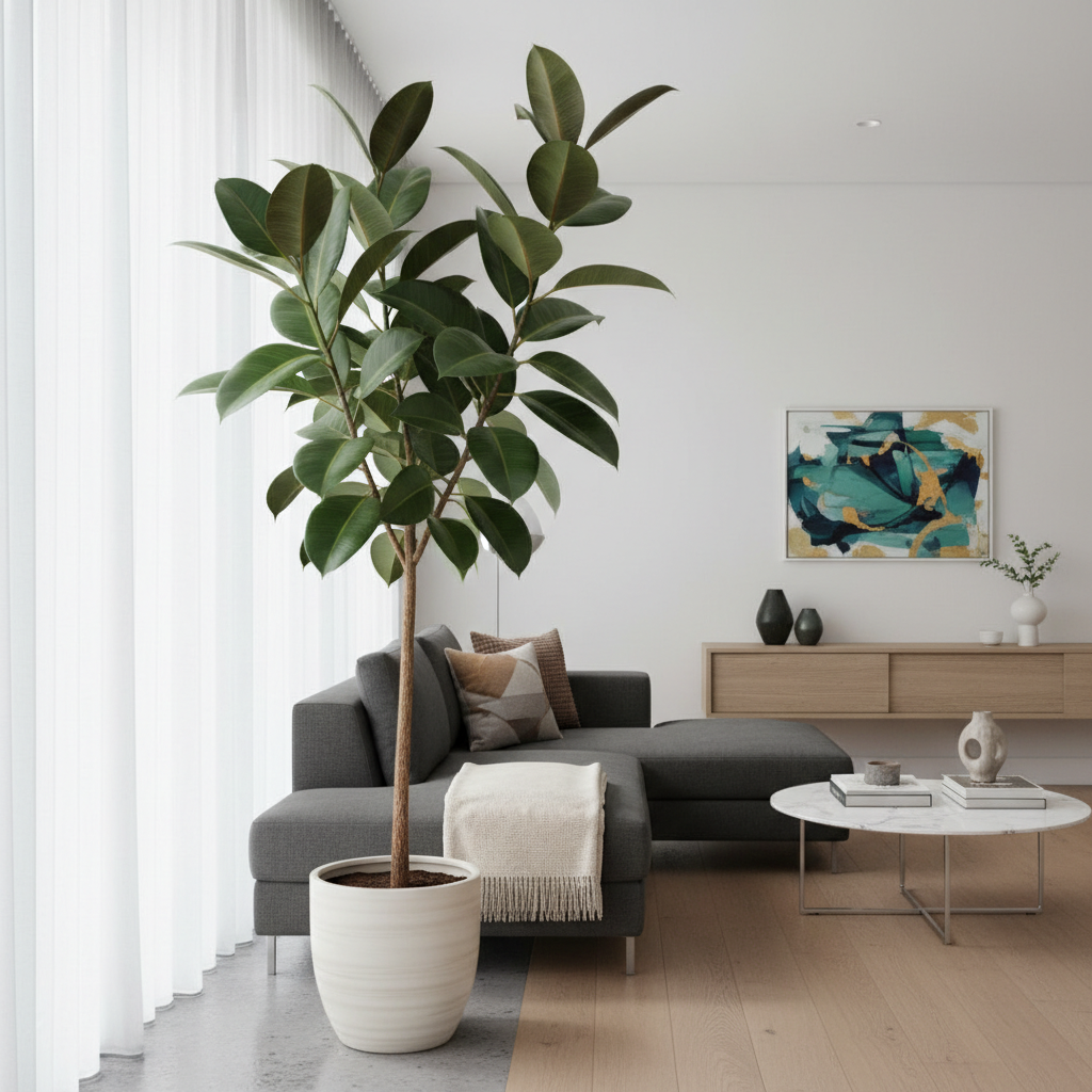Rubber Plant in Living Room