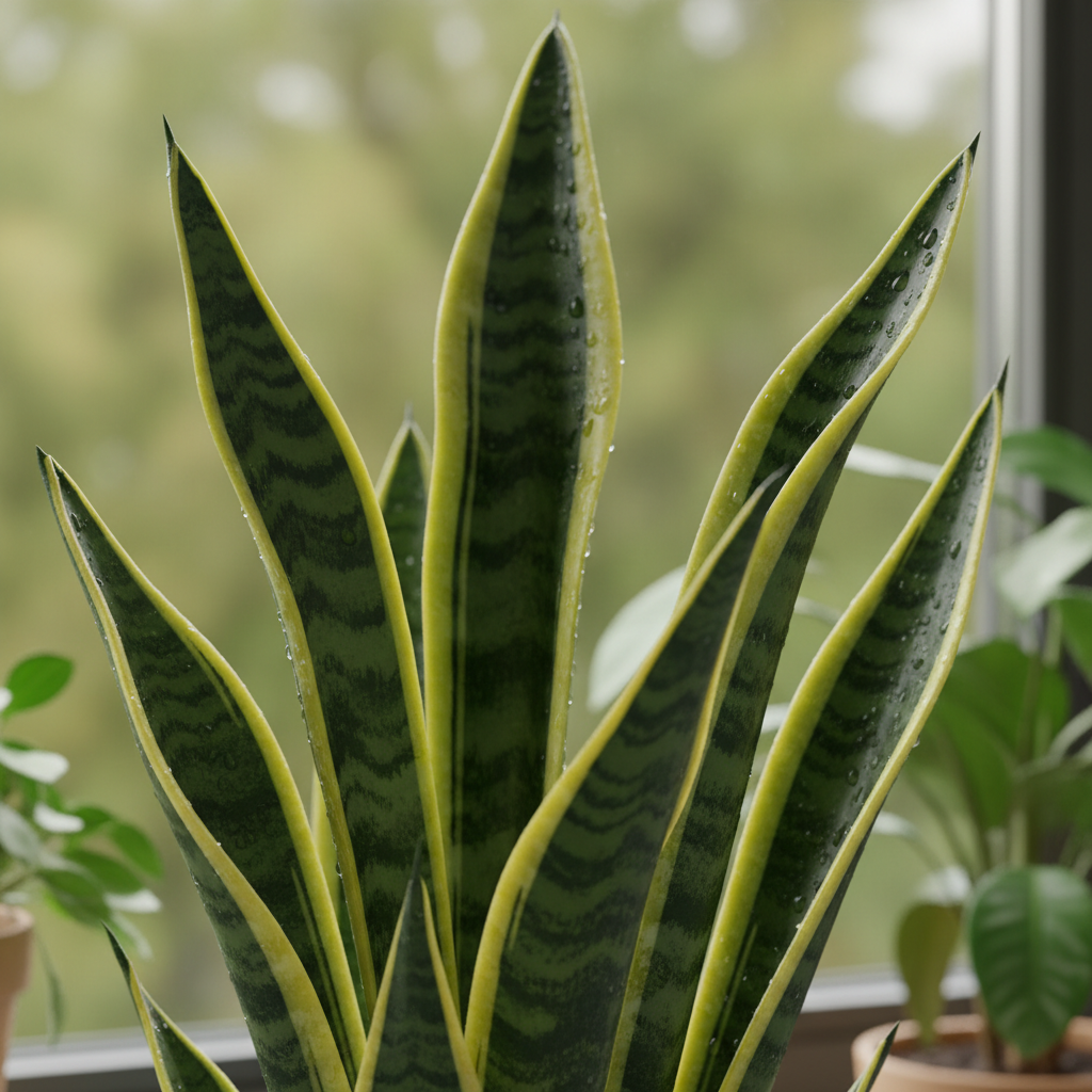 Snake Plant Leaf Pattern Detail
