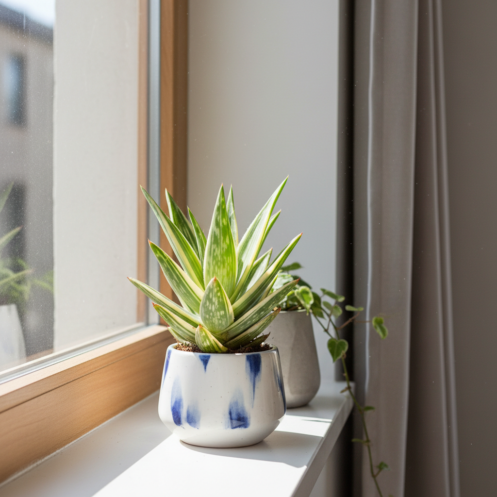 Variegated Aloe on Windowsill